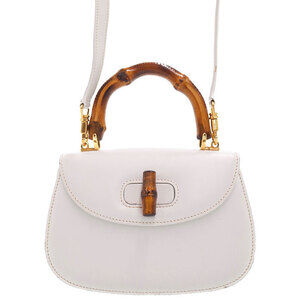 Gucci Bamboo Top Handle Leather Shoulder Bag Handbag